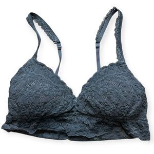 AERIE Women’s Gray Lace Padded Push-up Bralette Size Small